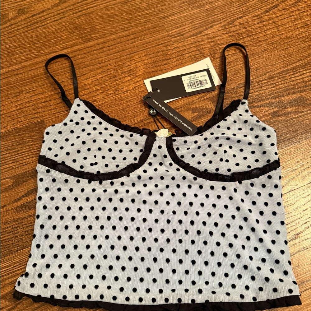 Tiger Mist Black and White Polka Dot Tank Top